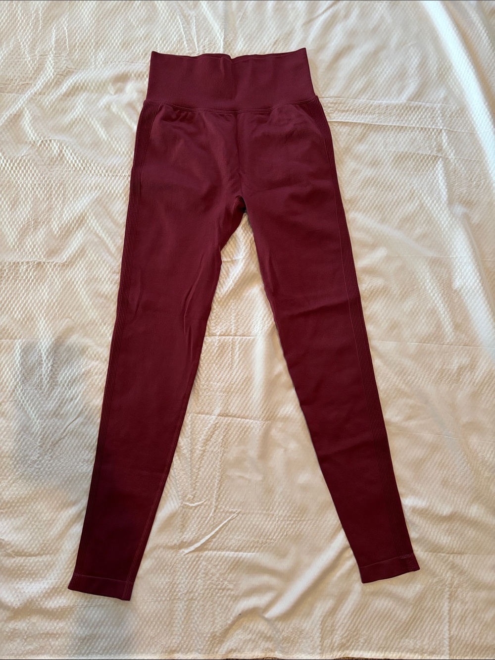 Girls' High-Waist Burgundy Leggings